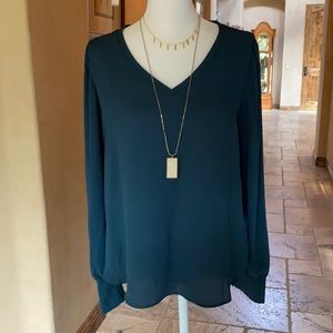 NWT LOFT Dark green long sleeve v neck top